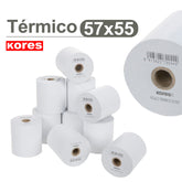 ROLLO PAPEL TERMICO 57X55X12 MM SIN BISFENOL A KORES | 10 UNIDADES | (GRAFOPLAS)